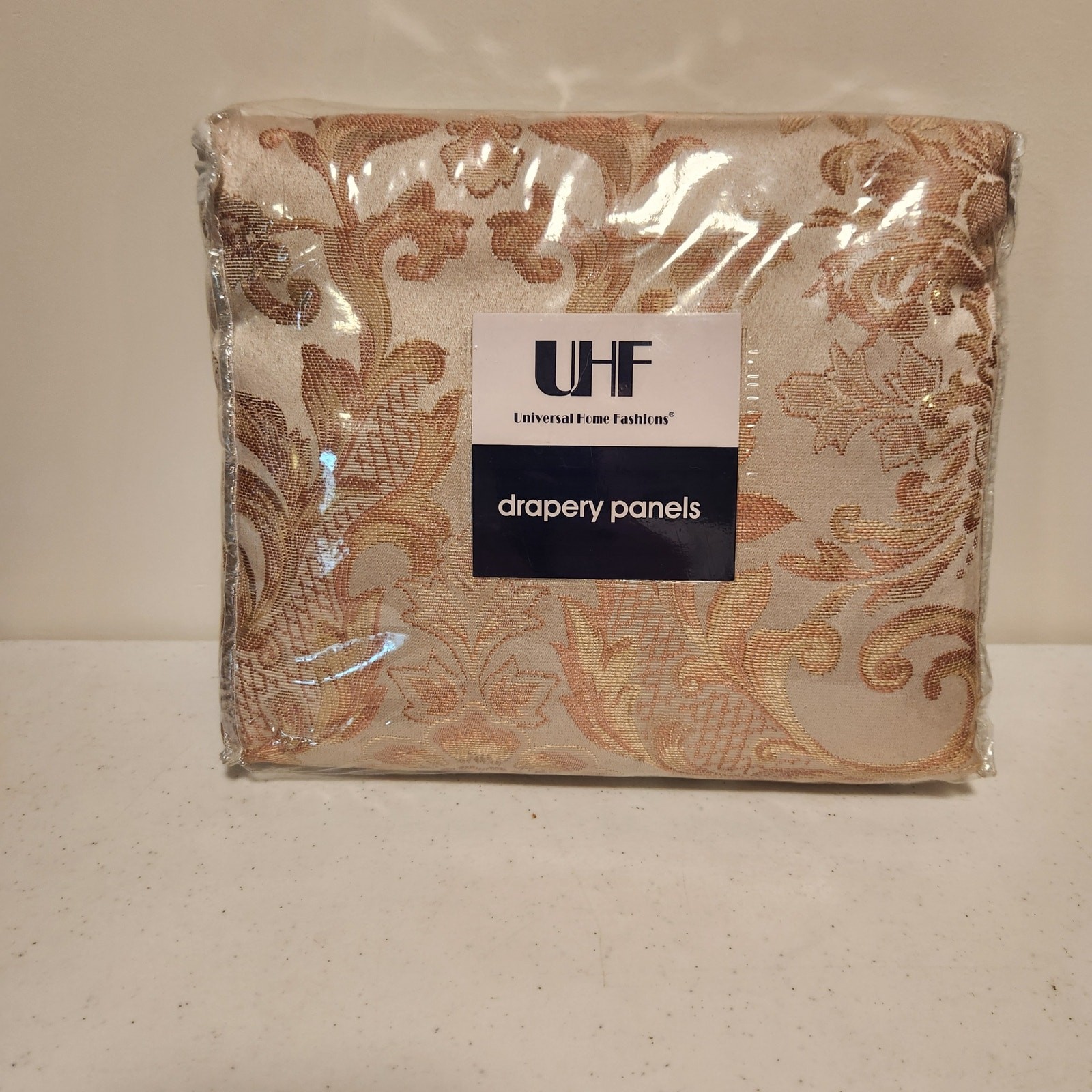 Universal Home Fashions Drapery Panels 84″ x 84″ Beige with Rose Gold