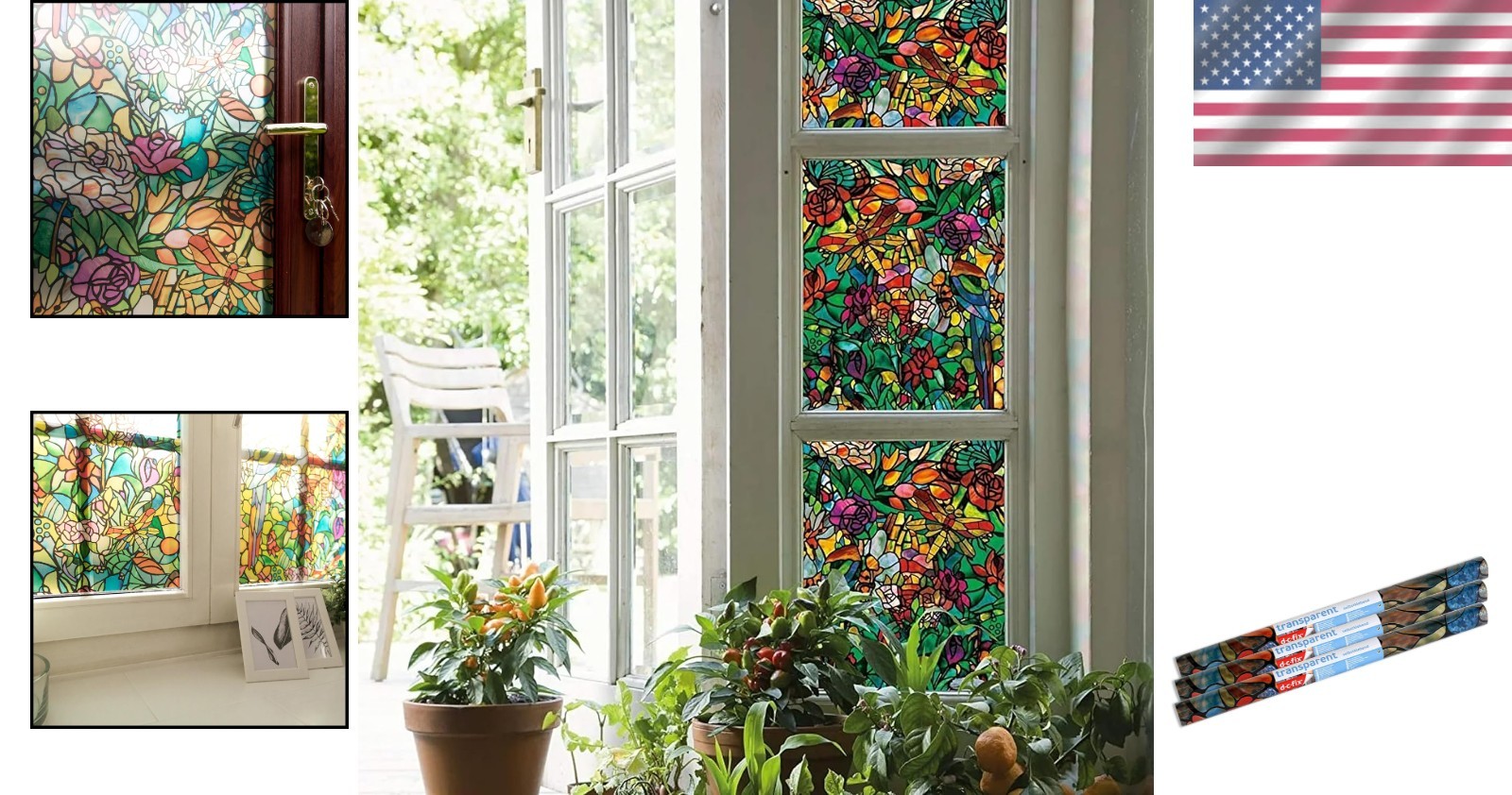 Decorative Self-Adhesive Window Film Set, 3 Rolls, 17″x78″