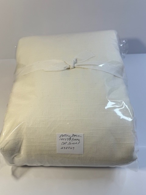 Pottery Barn 100 x 96″ Emery Linen Curtain, Cotton Lined, Ivory
