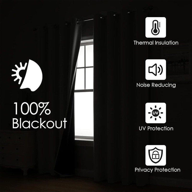 Blackout Curtains Noise Reducing Thermal Energy Efficient Drapes New