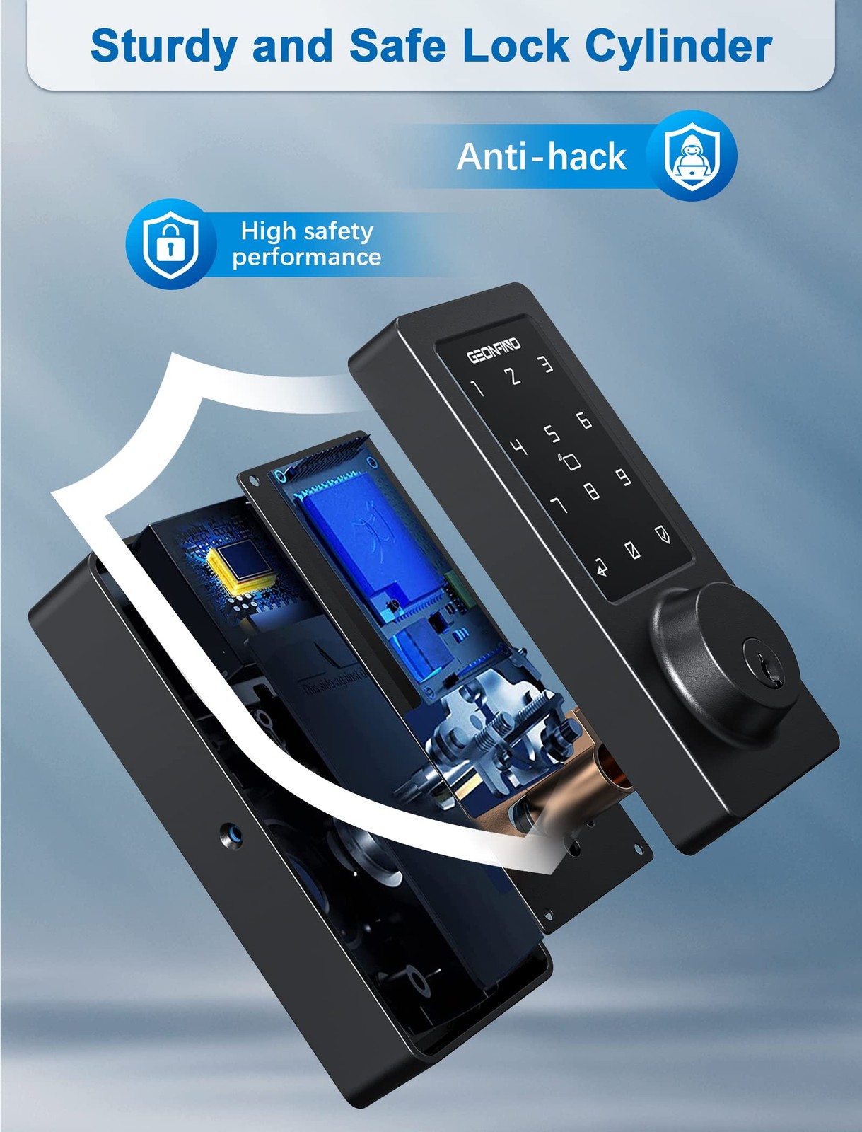 Geonfino Wifi Bluetooth Smart Lock Keyless Entry Touchscreen Keypad Auto Lock