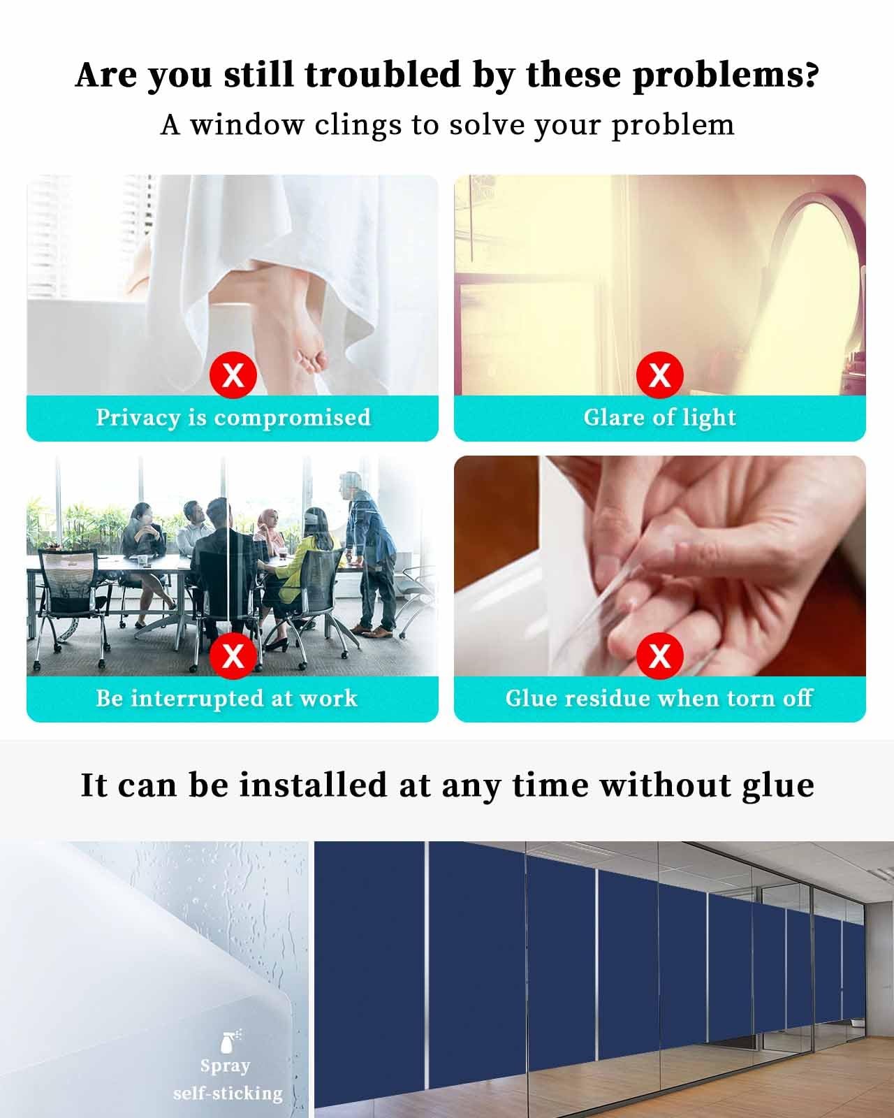 Window Privacy Film, Navy Blue UV Sun Blocking Window Tint Film Heat Control …