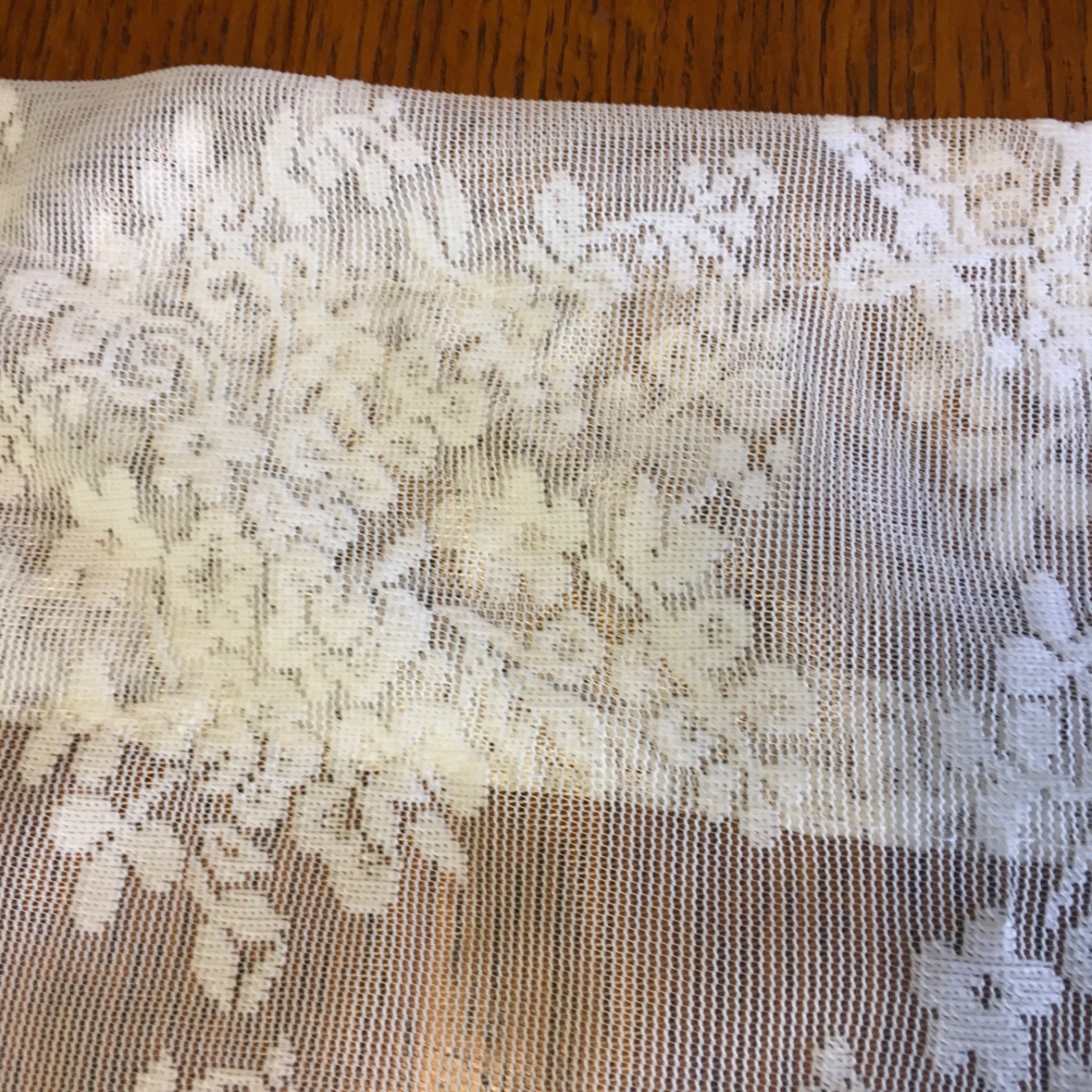 Pretty lace curtain panel with small floral flowers ivory color 55×54 wide
