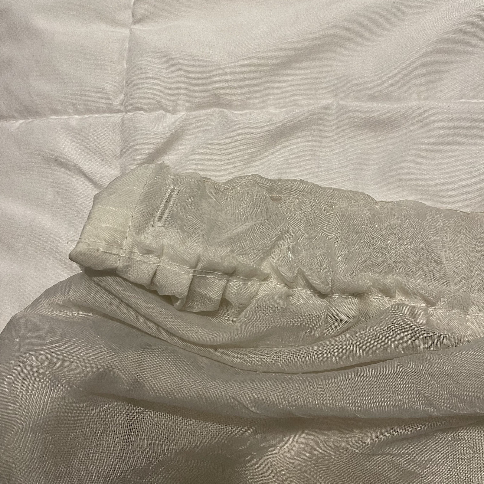 Vtg Curtains Ruffle Tier Sheer Panel Short 50” Long 65” Wide Ivory Buttonhole