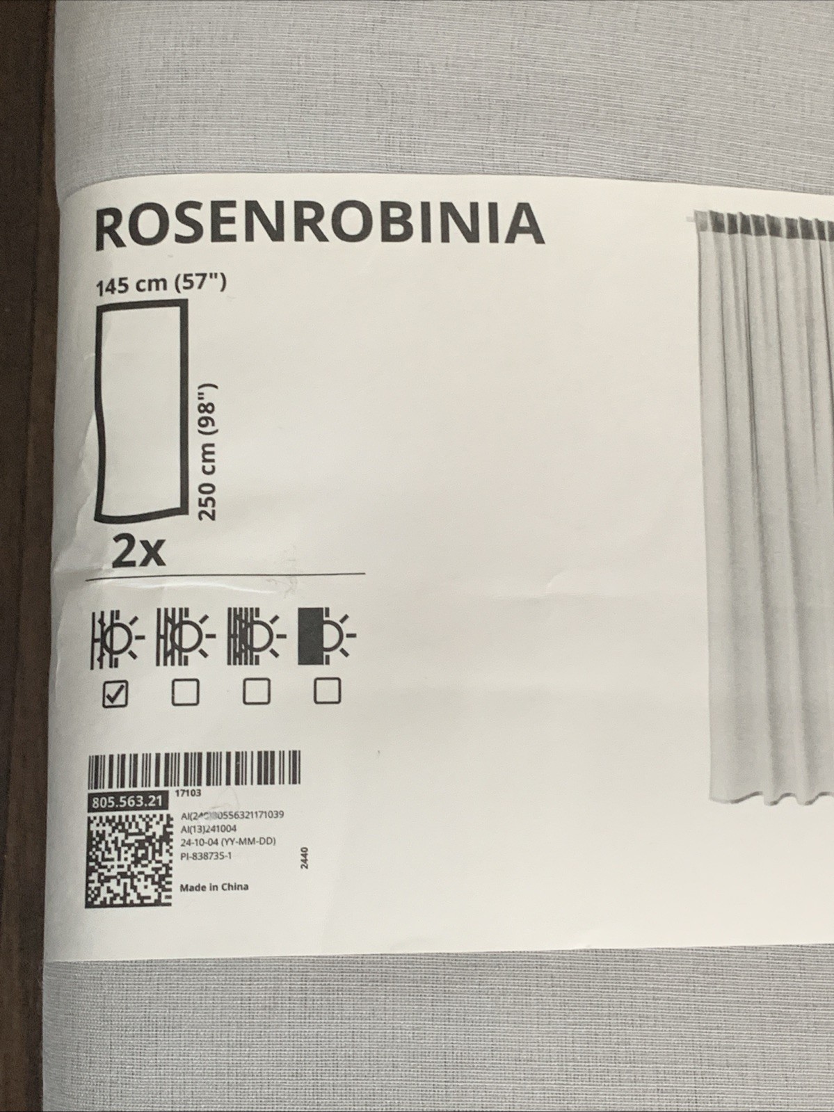 IKEA Sheer Curtains 1 Pair Light Gray 57X98” ROSENROBINIA Discontinued New