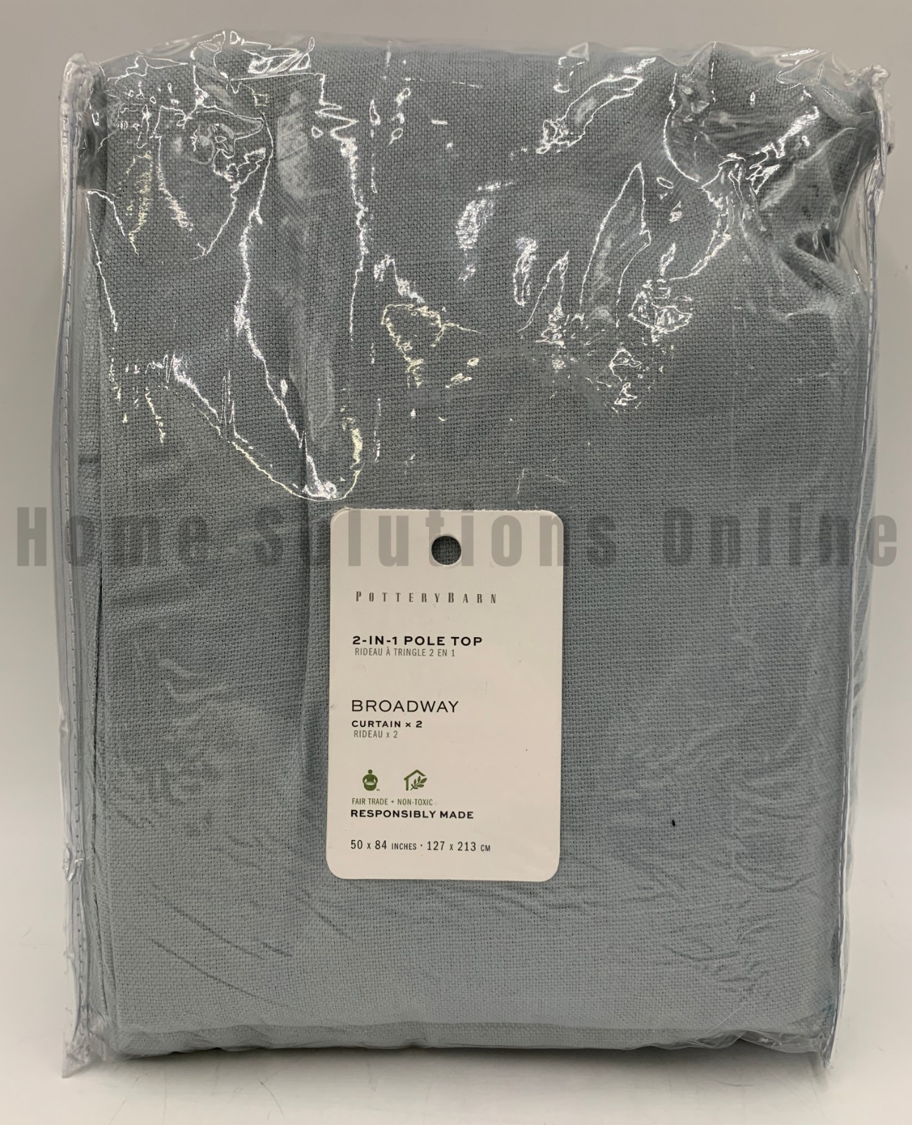 Pottery Barn Broadway Cotton Lined Curtains S/2 Chambray Blue 50 x 84 #S4315