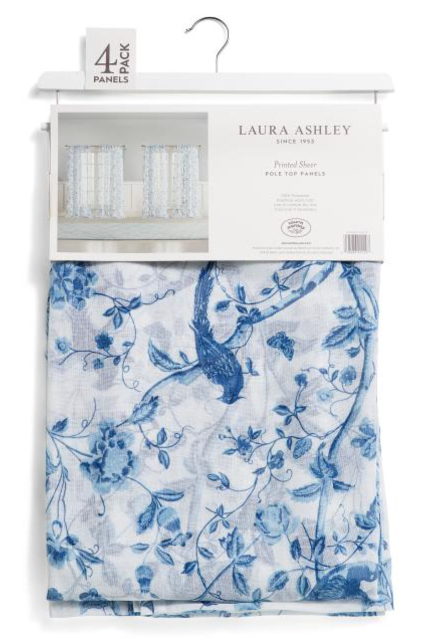 4 Laura Ashley Summer Palace Floral Birds Pole Top Window Panels Curtains 38×84”