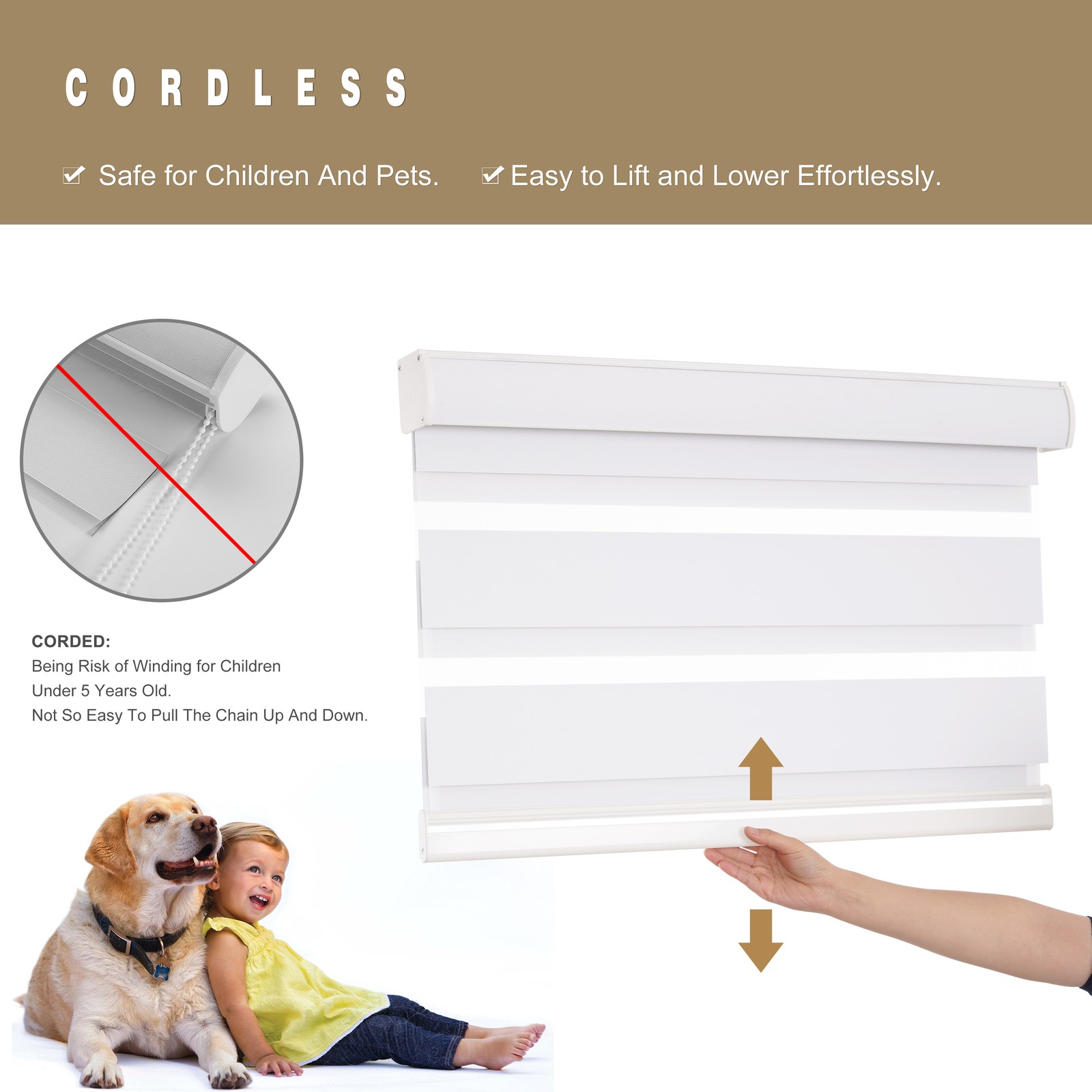 CUSTOM Made Window Shade Blind Cordless Dual Zebra Roller Blinds Day and Night