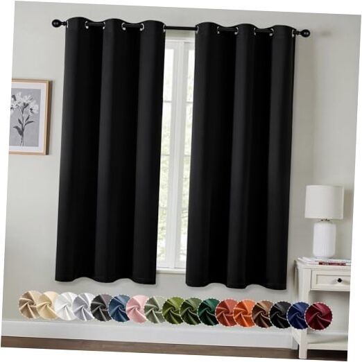 out Curtains for Bedroom Living Room 63 Inches 40″W x 63″L (Pack of 2) Black