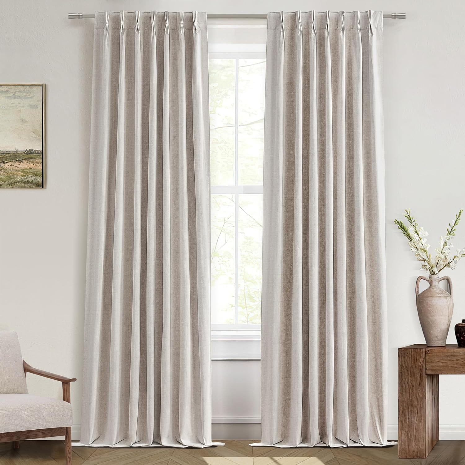 120″ Linen Blackout Curtains for Sliding Glass Doors – 2 Panels