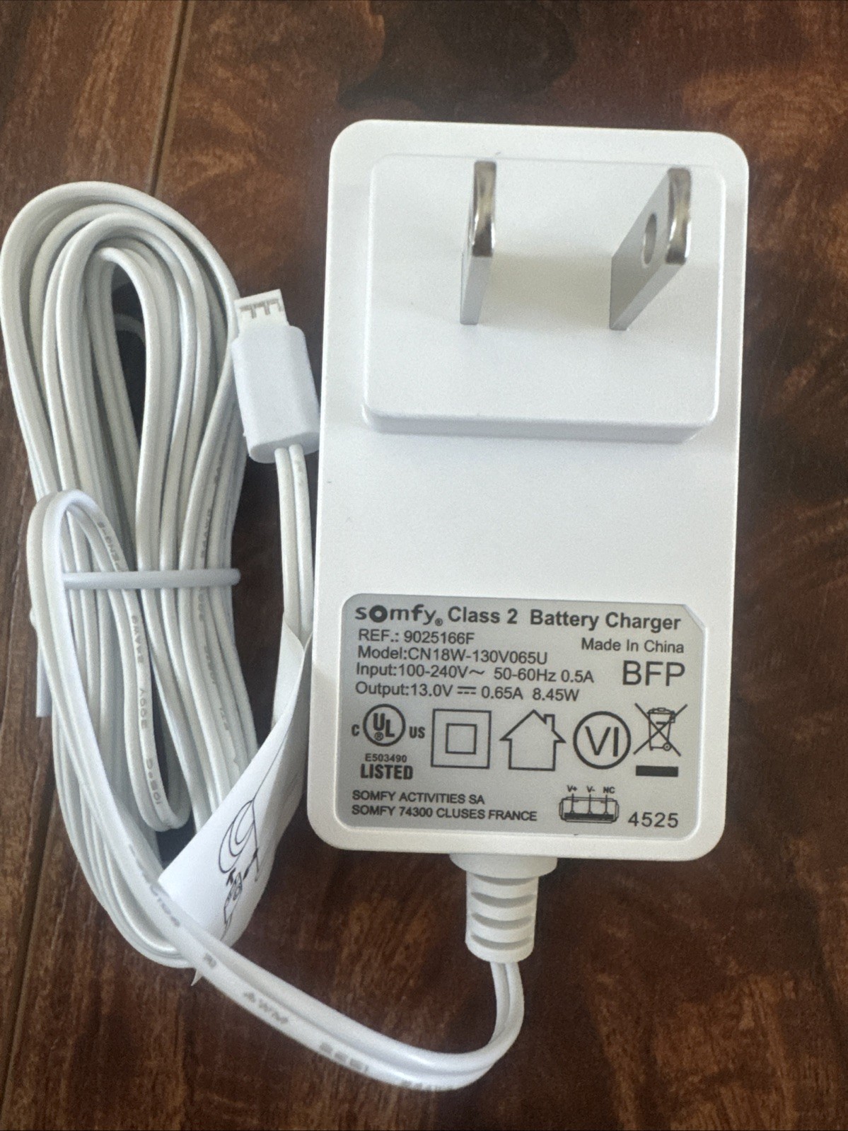 Somfy LI-ION Charger Plug with 6′ Cable P/N #9025166F