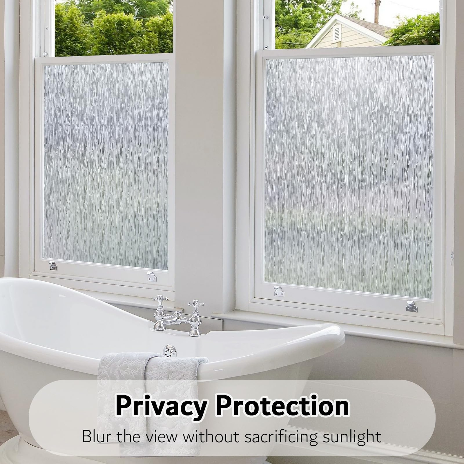 Non-Adhesive Frosted Privacy Window Film Removable Anti UV 17.7×78.7 inches