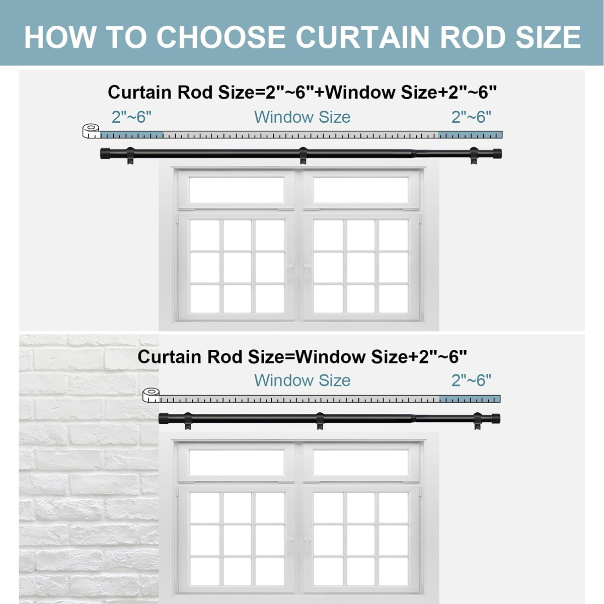 2 set Curtain Rod w/Star for Window size Max to 178″ Wide Heavy Duty 1″ dia tube