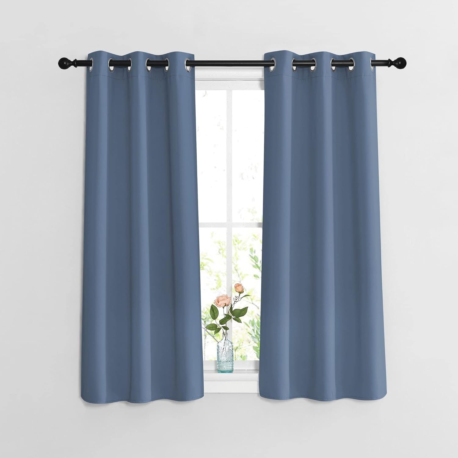 Bedroom Blackout Curtains and Drapes 48″ Long 2 Panels Set – Window Treatment Th