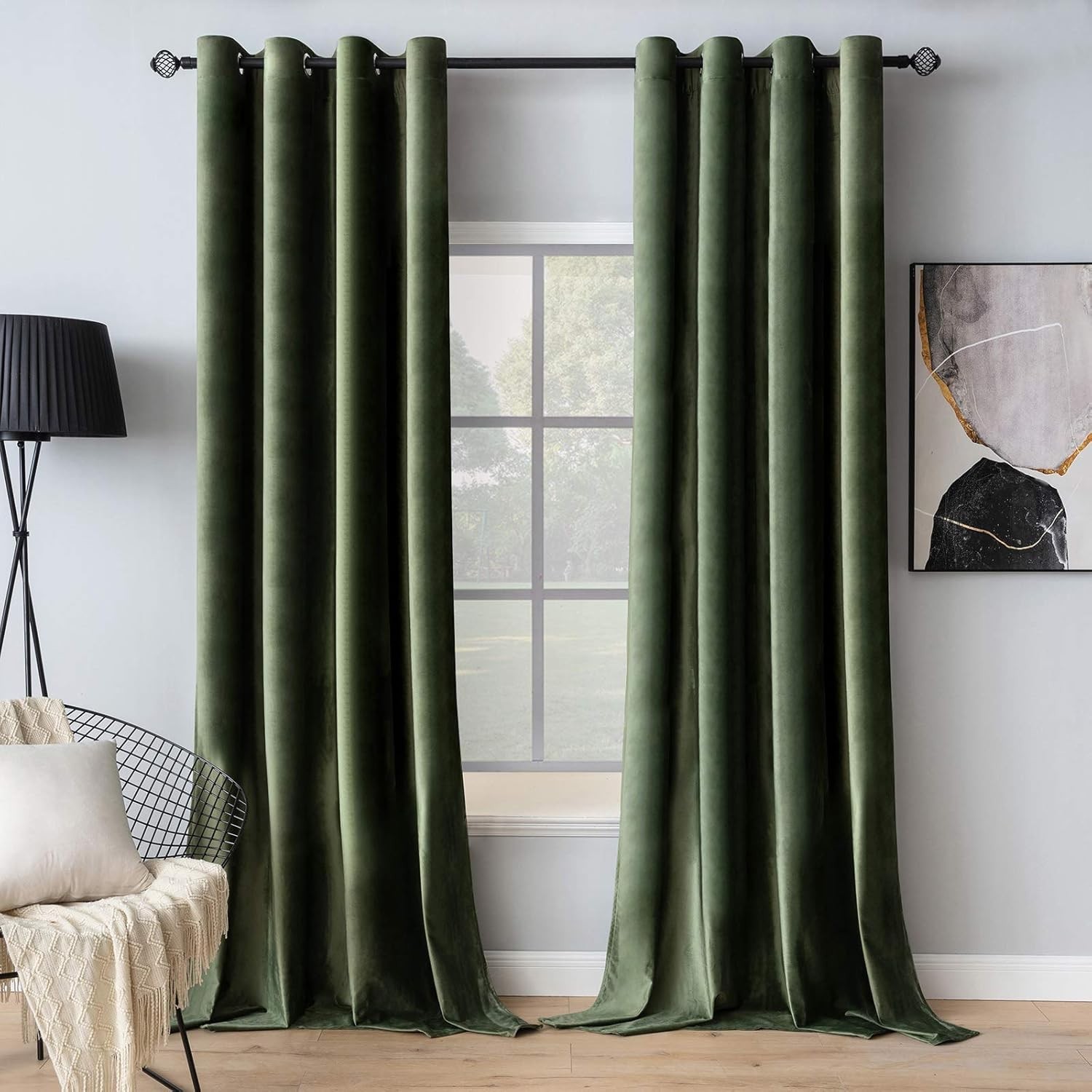 Velvet Curtains Grommet Curtains Room Darkening Drapes 52 x 84 Inch Set of 2