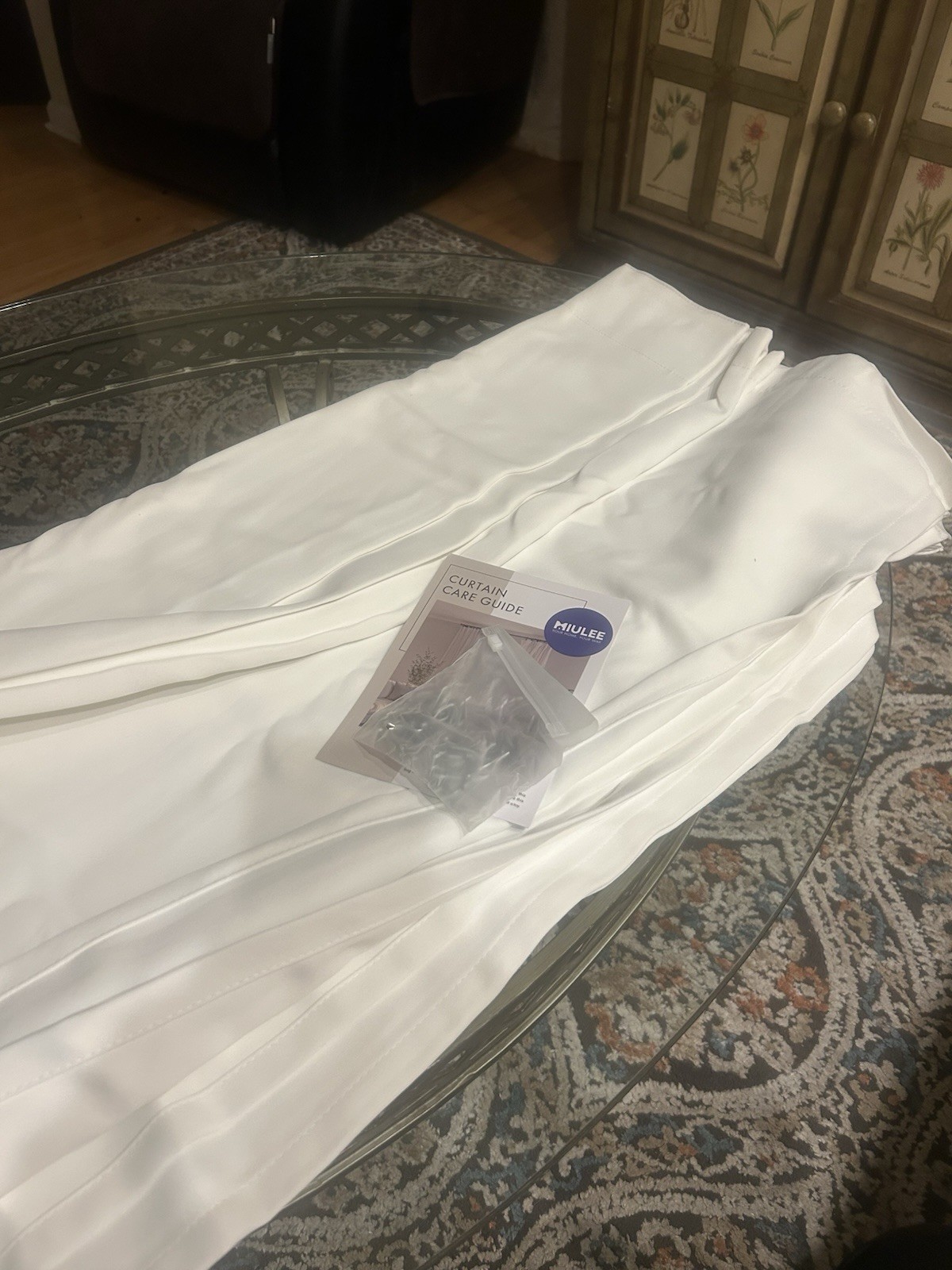 Miulee Pure White 100% Polyester Back Tap Blackout Drapes 52” X 102”