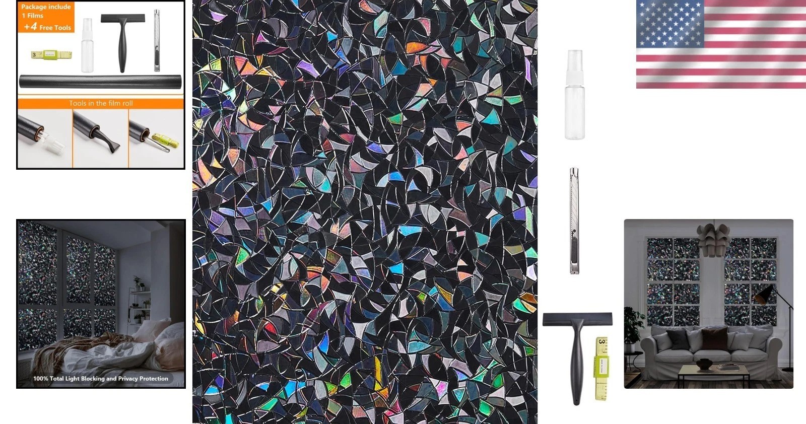 Frosted Black Window Privacy Film – Easy Installation, 100% Opaque & Removable