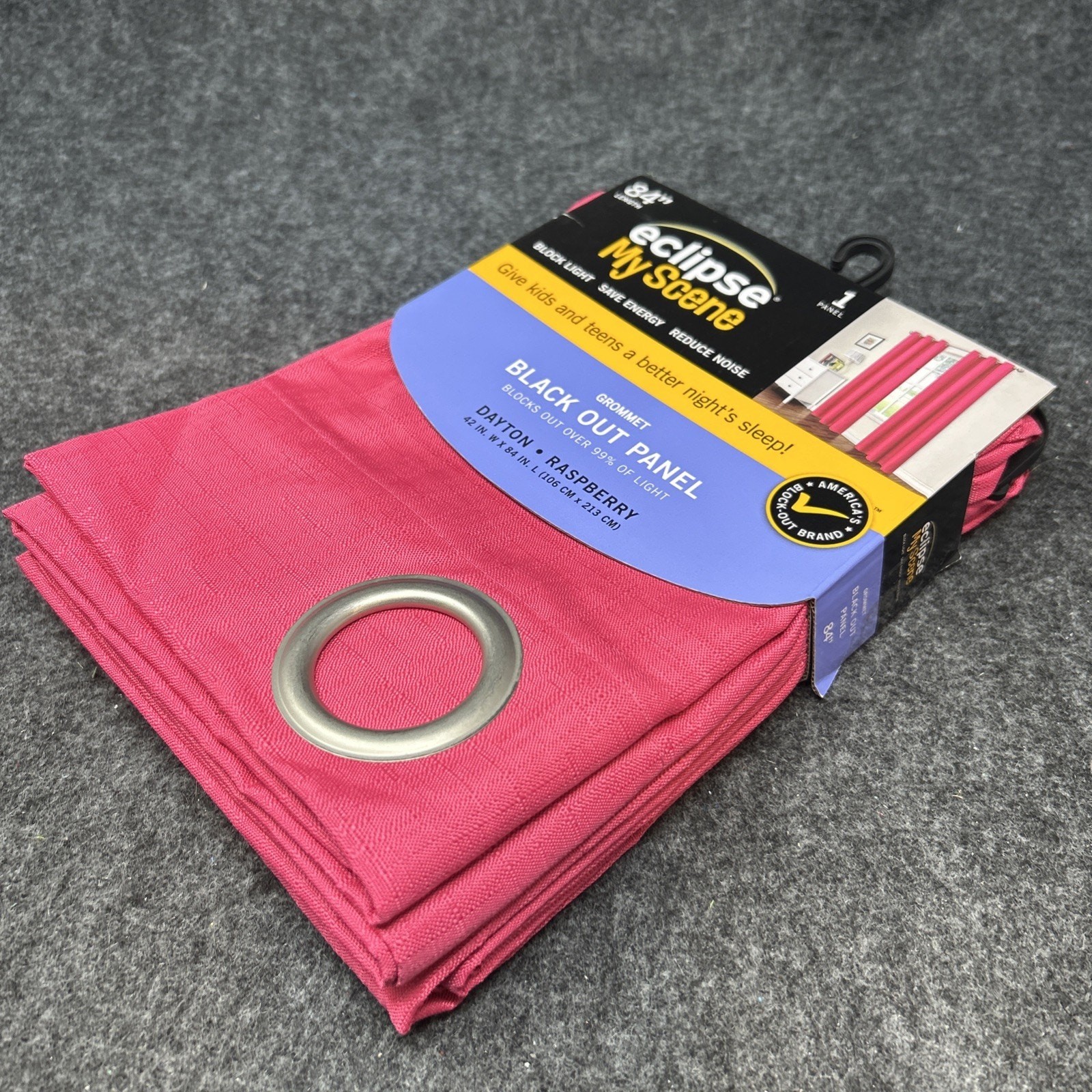 NEW Eclipse My Scene Blackout Curtain Panel Dayton Raspberry 42″ x 84″ Grommet