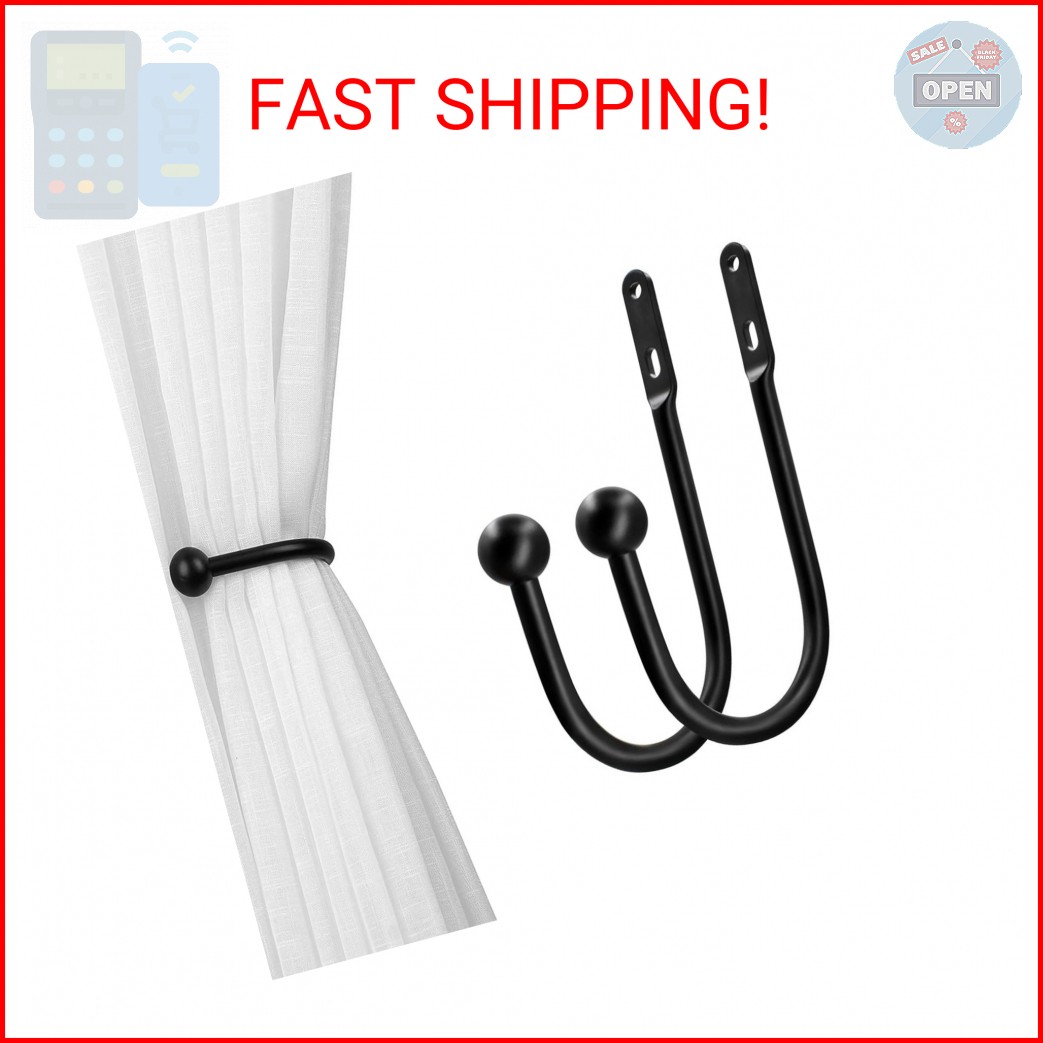 2PK Wall Mount Curtain Tiebacks Drapery Holdbacks Curtain Holdback Hooks 6″ L