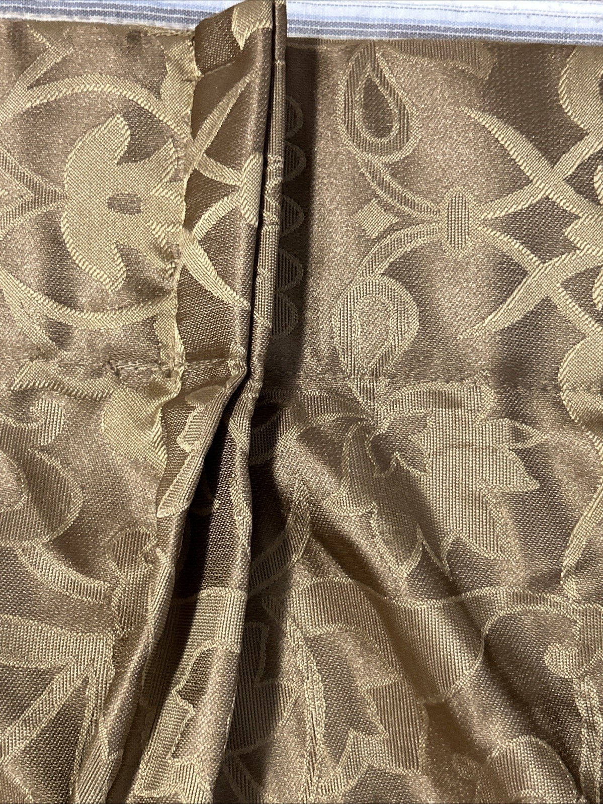 (2) Cindy Crawford Gold Pleated 48 in Valances Leaf Pattern
