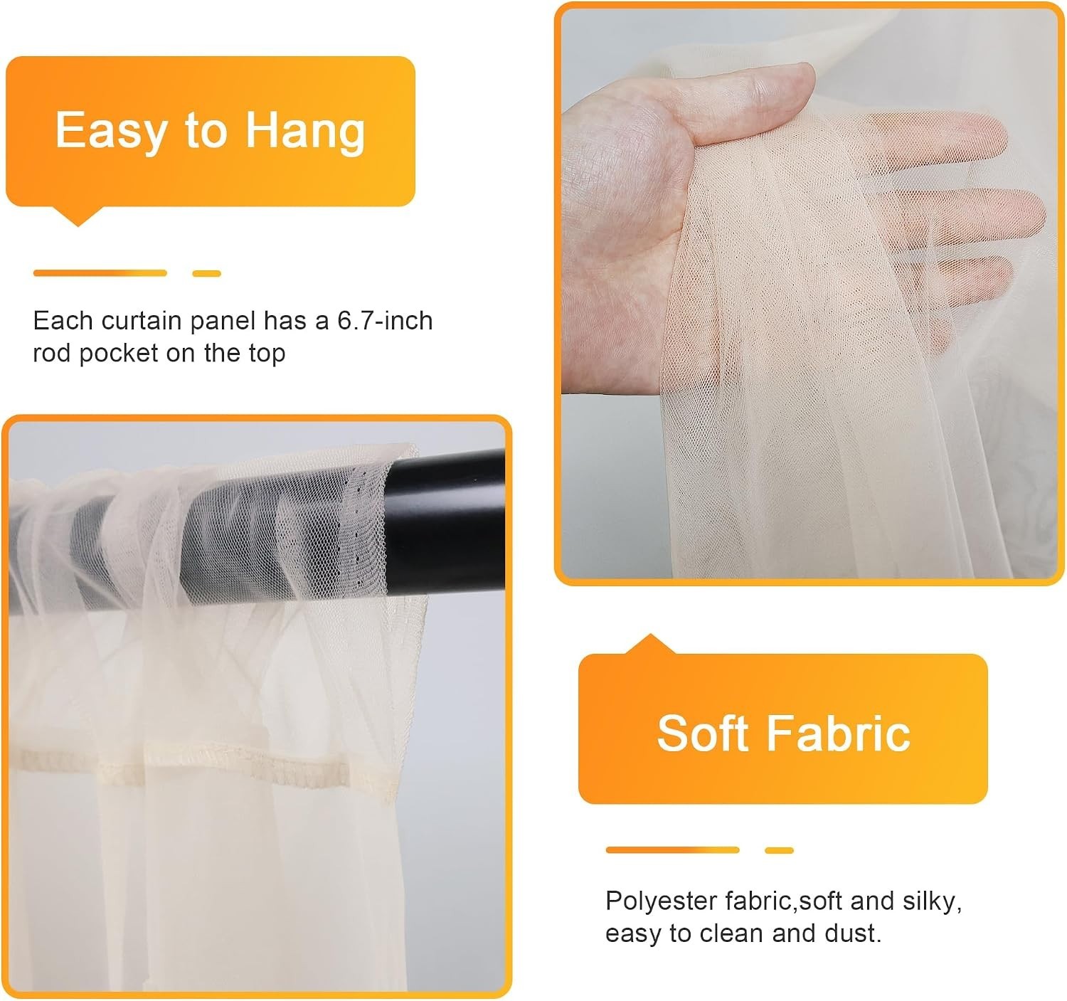 Tulle Backdrop Curtains with Lights 10x8ft Sheer Champagne Curtain