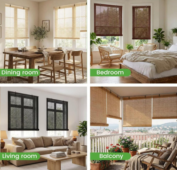 Bamboo Blinds Roller Shades for Windows Bamboo Shades for Indoor and Outdoor Pat