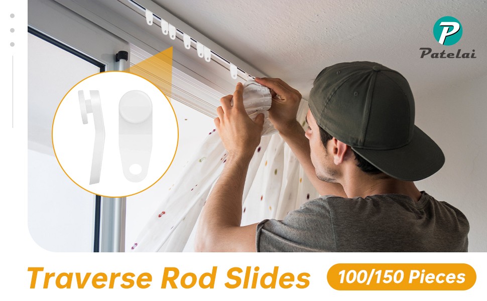 100 Pieces Traverse Rod Slides Curtain Replacement White Plastic Snap in