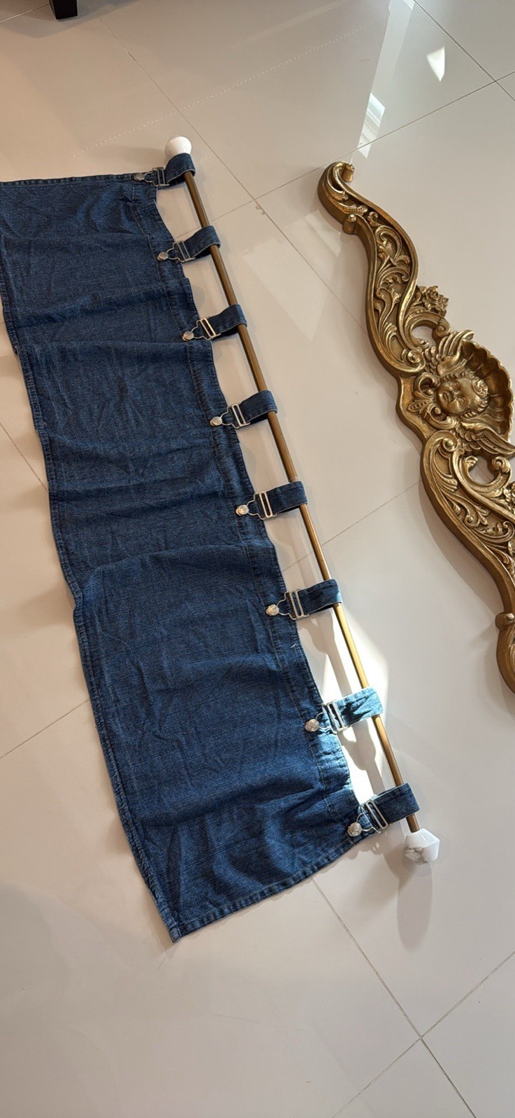 Vintage Valance Denim 100% Cotton 54×14 Blue Jean Country Farmhouse