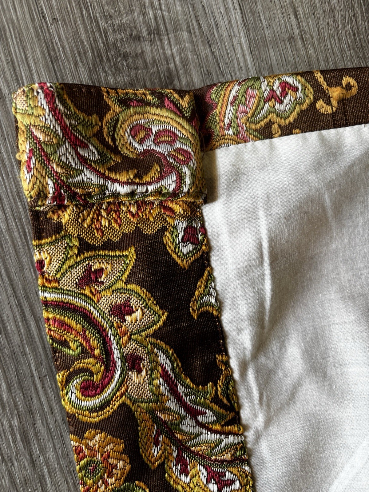 Vtg Pier 1 Floral Paisley Heavy Brocade Damask Lined Curtain Drapes Brown Multi