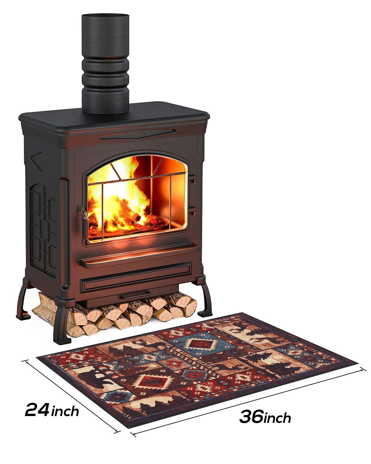 Fireplace Hearth Rug, 24 x 36in Soft Non Slip Protector Mat, Ultra-Thin Vinta…