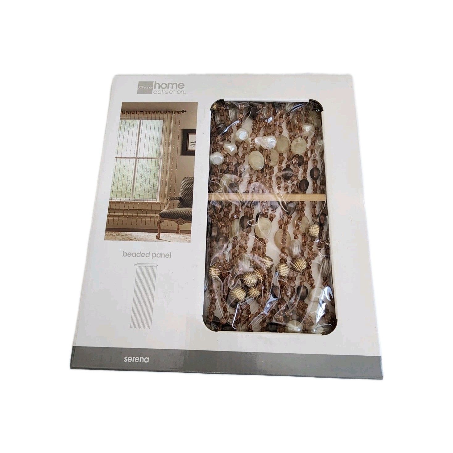 Serena Beaded Panel JcPenney home collection 42″X84″ Brown/red New Old Stock Vtg