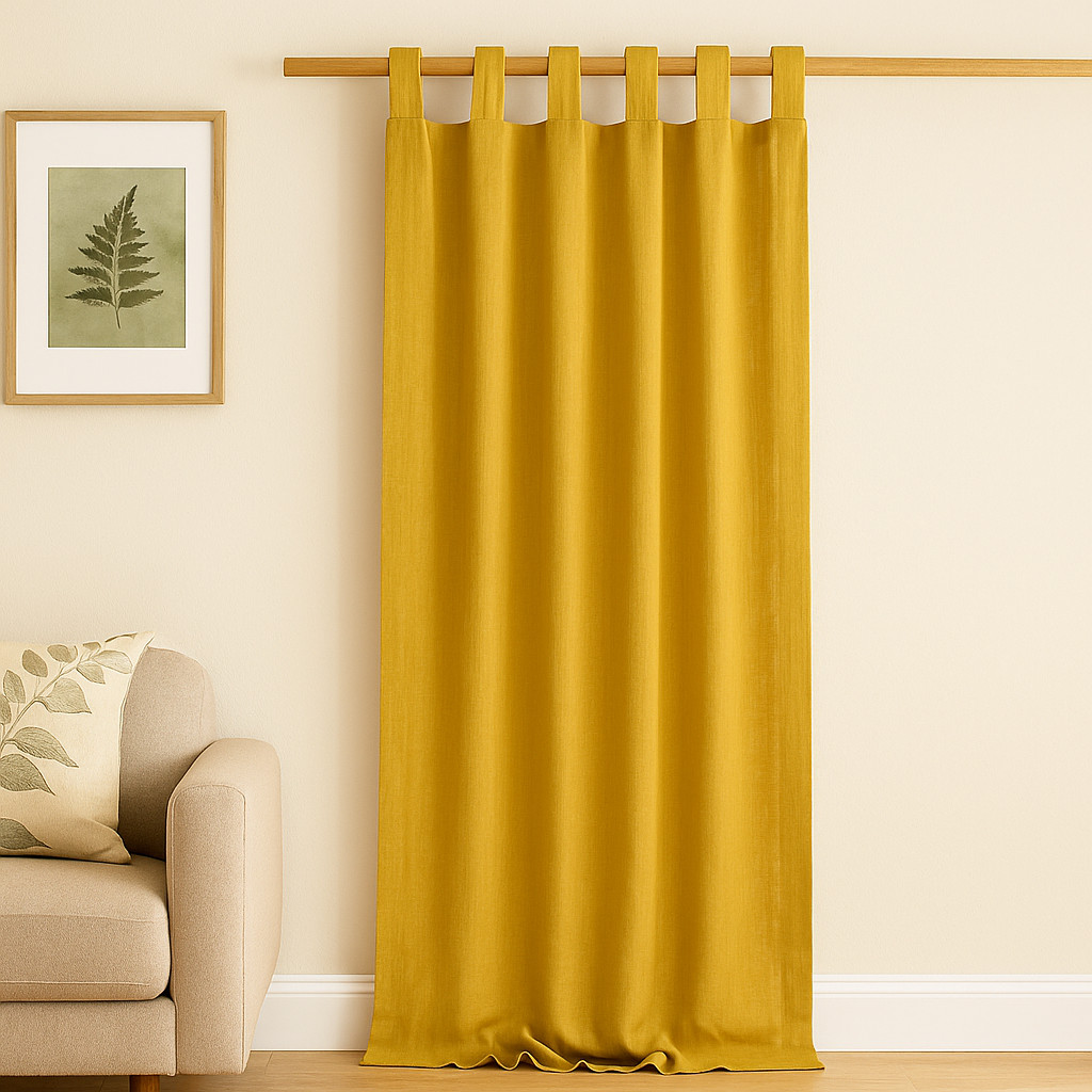 Mustard Yellow Linen Curtain Panel Boho Linen Drape for Living Room ,Bedroom
