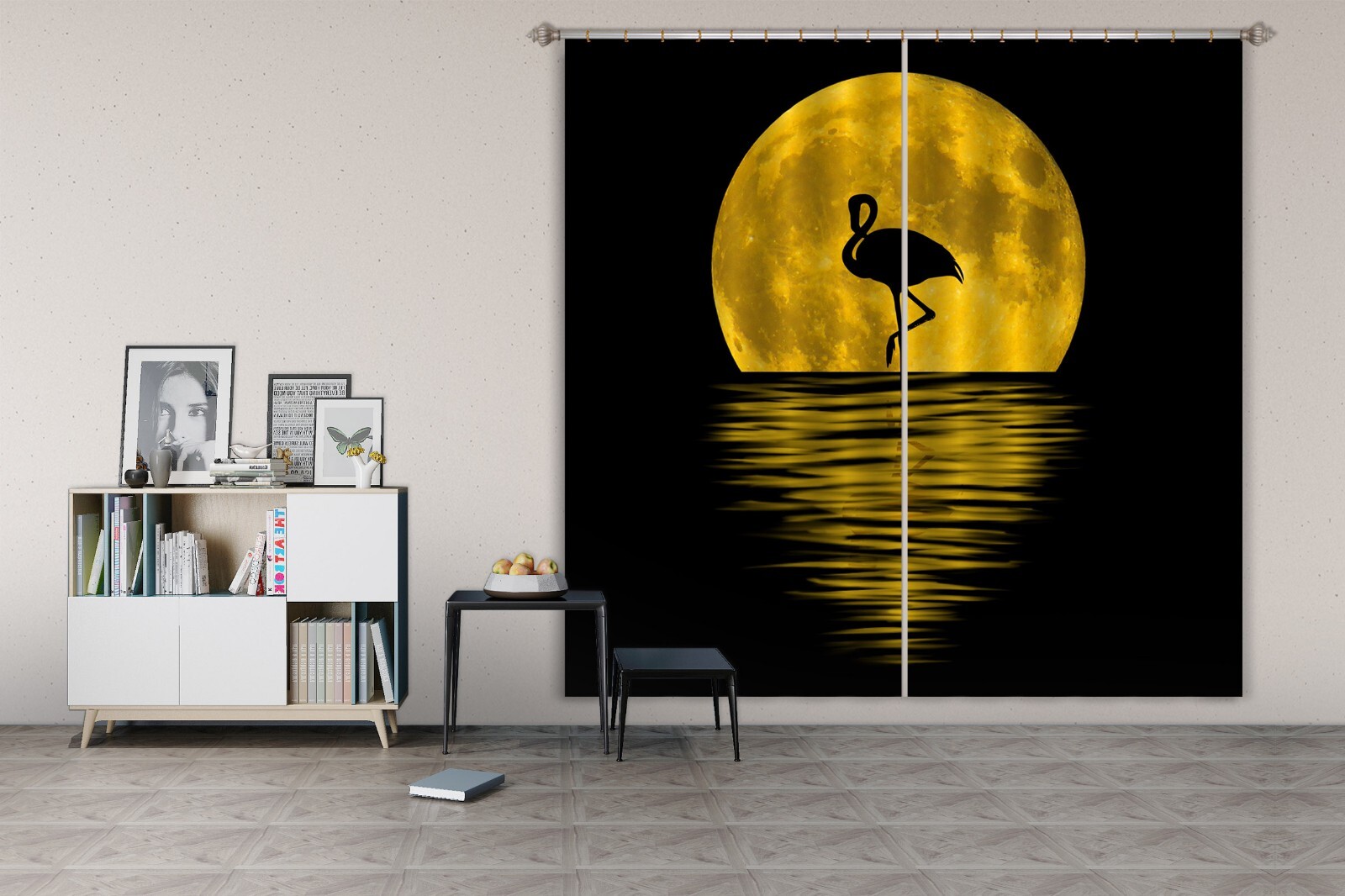 3D Moon Flamingo ZHUA3683 Animal Photo Curtain Window Blockout Fabric Amy 2023