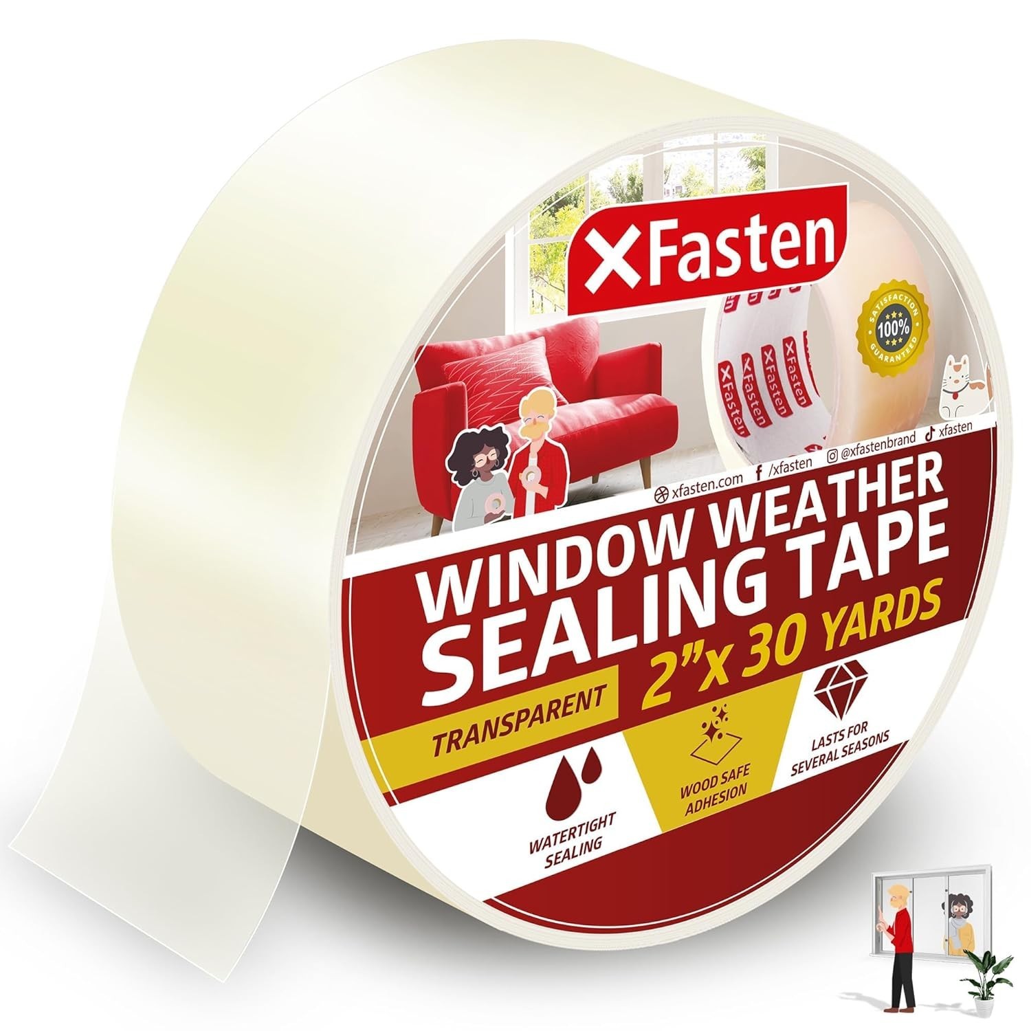 Durable Transparent Window Insulation Tape – 2″ x 30 Yards, UV & Water Resistant