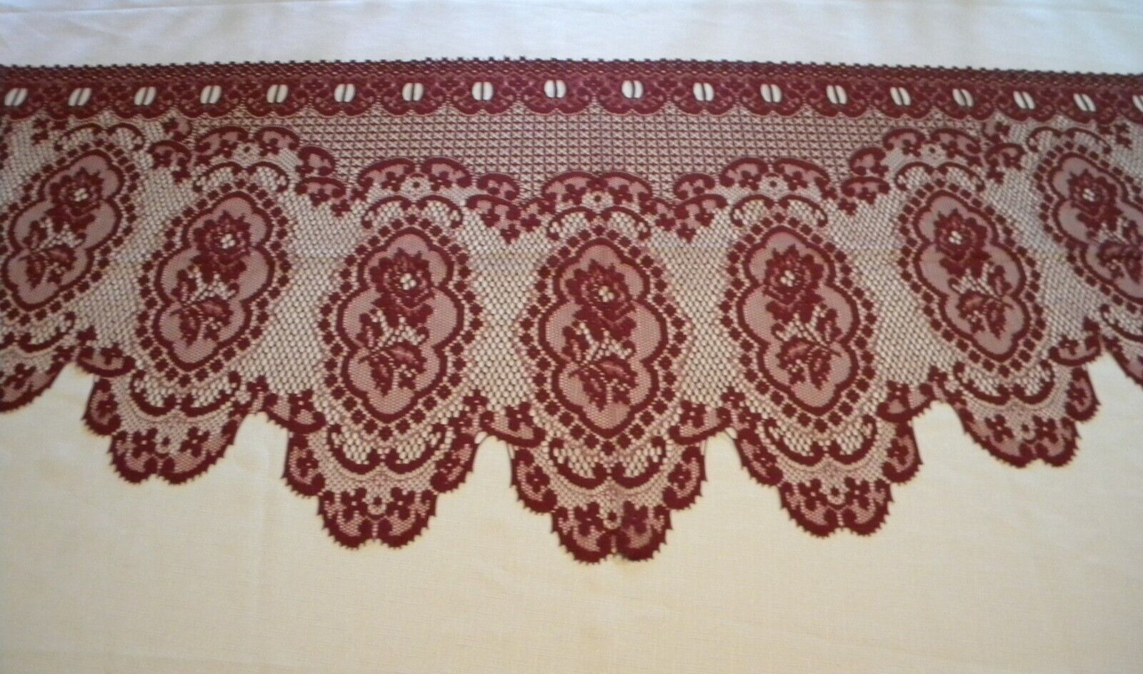 Discontinued Heritage Lace Cameo Rose 60″ x 24″ Burgundy Festoon Window Valance