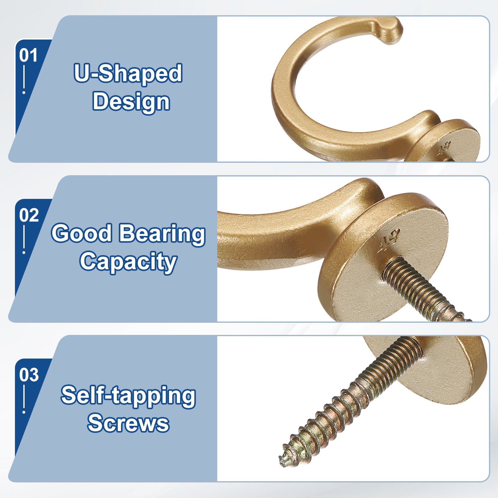 2Pcs Curtain Holdbacks Wall Mounted Zinc Alloy Drapery Tiebacks Hooks Golden]