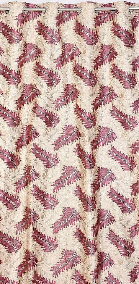 2 Piece Leaves Printed Polyester Eyelet Window Door Boho Curtains Set 5 7 9 Feet