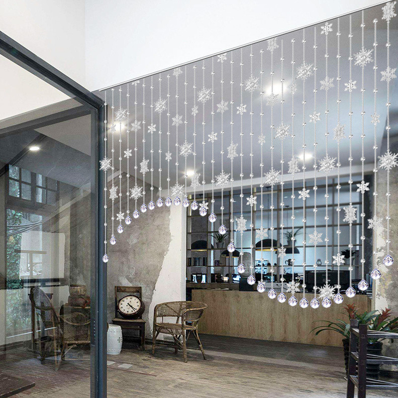 25 Strings Snowflake Beaded Curtain Glass Crystal Doorway Drape Home Divider Art
