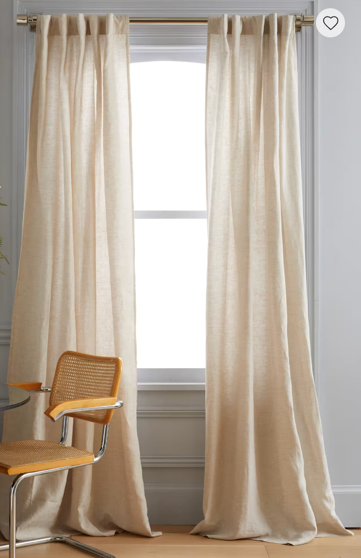 Quince European Linen Curtain 48×84 Flax Back Tab Rod Pocket Single Panel