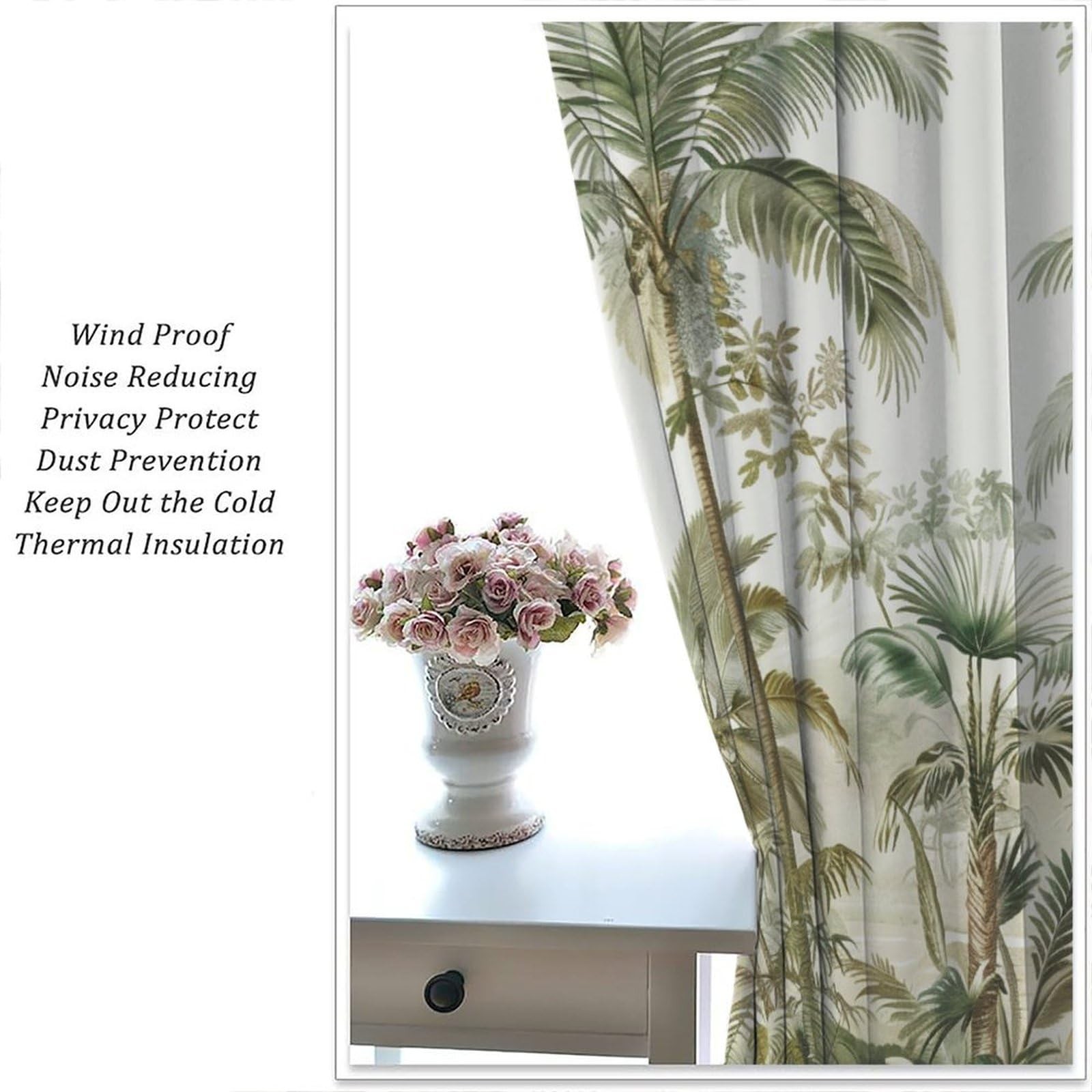 Abstract Palm Trees Blackout Curtains for Bedroom/Living Room, Tropical Jungl…