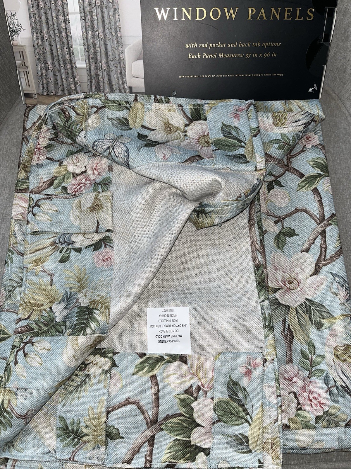 Envogue Home Curtain 2 Panel Set Size 37”x 96” Sky Blue Multicolored