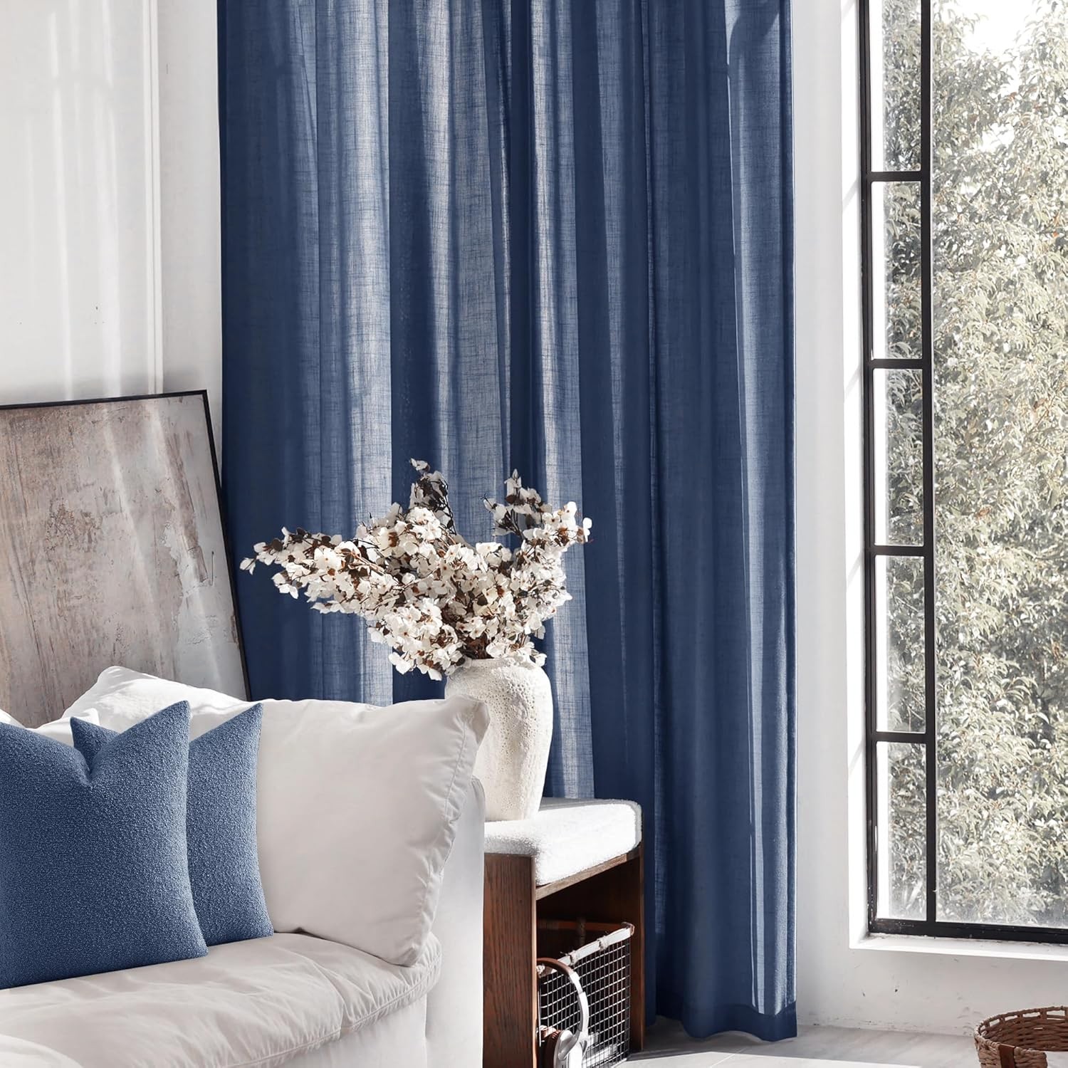 Navy blue curtains, suitable for bedrooms, indigo blue curtain panels