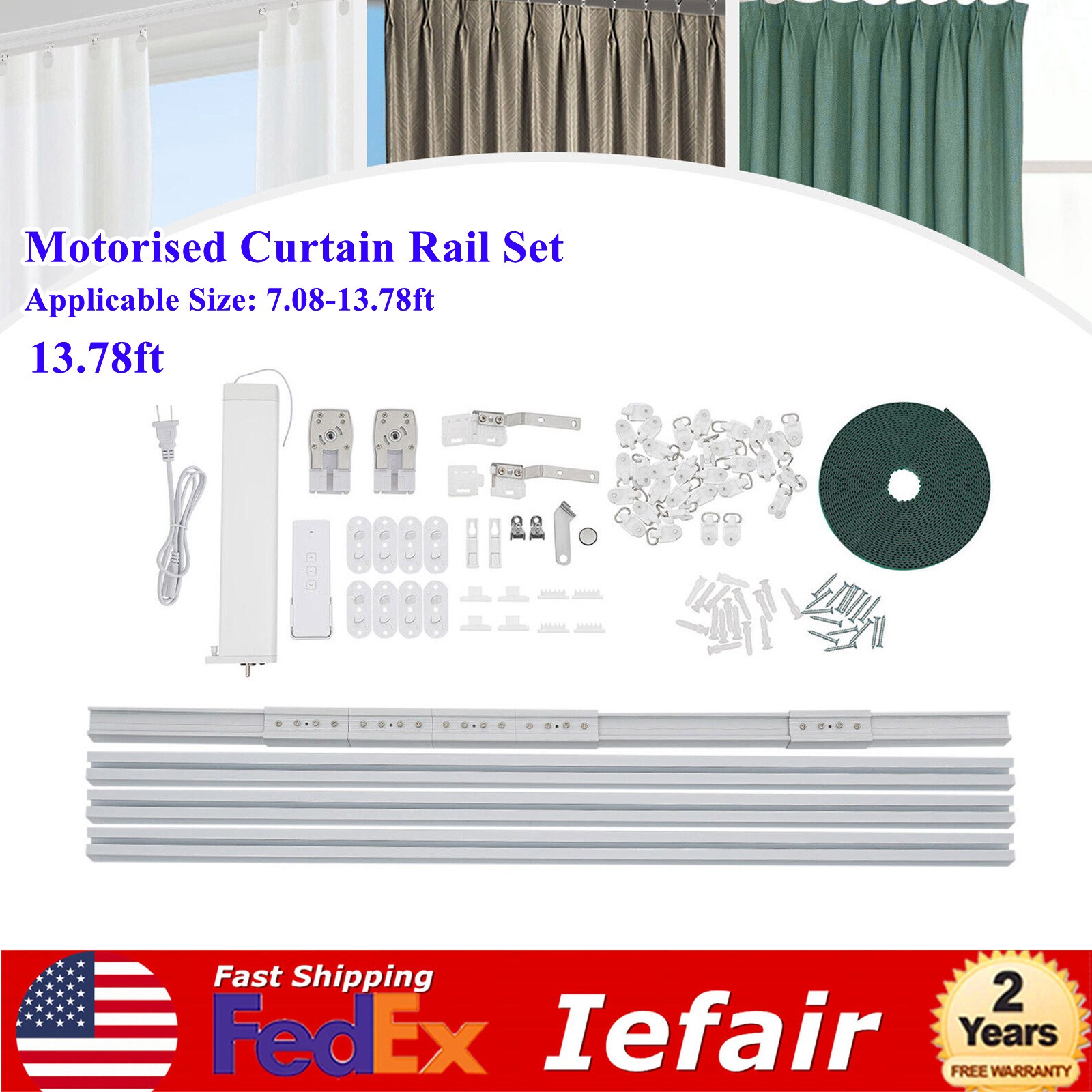 Motorized Curtain Track Electric Curtain Track DIY White With Remote Control NEW