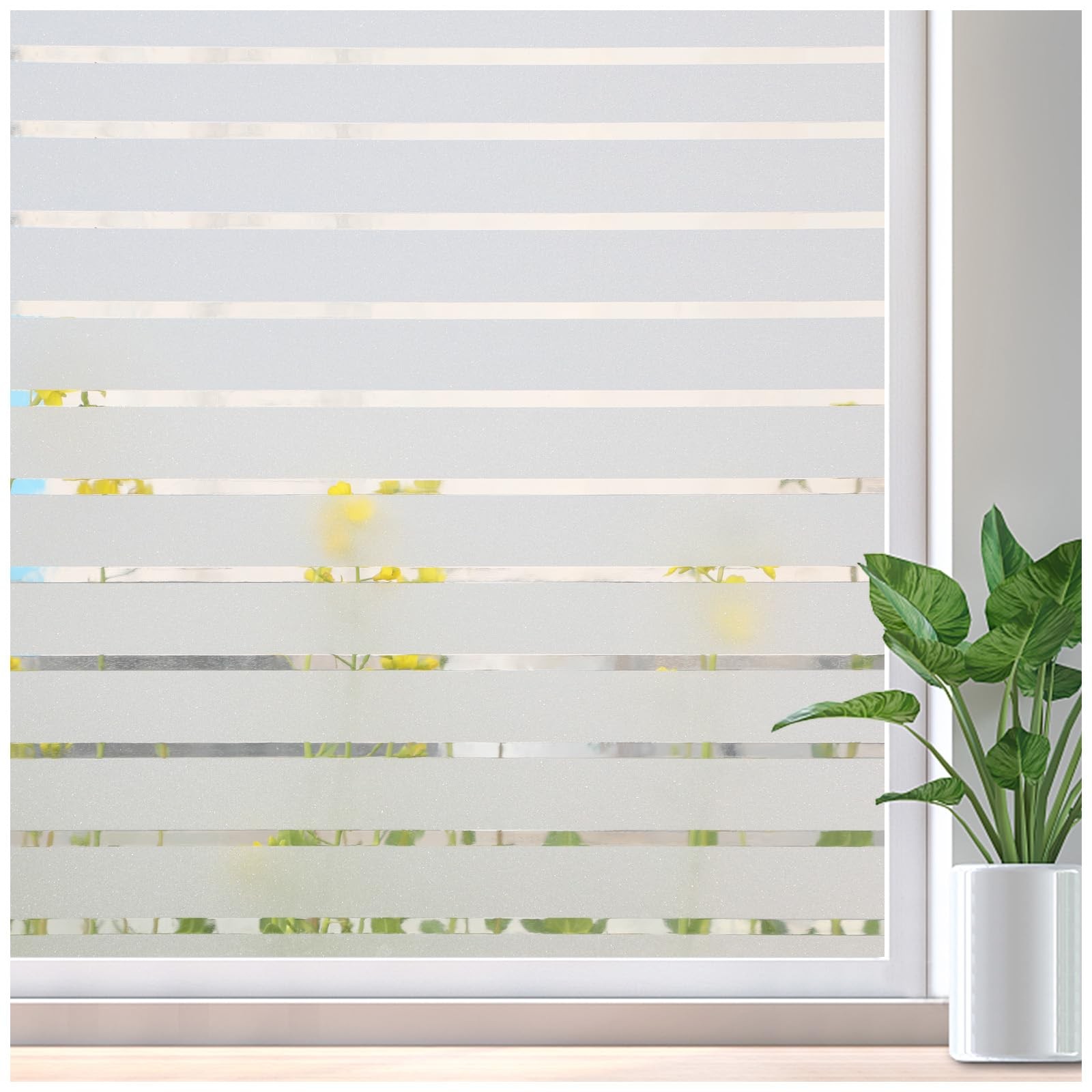 Viseeko Blinds Style Window Privacy Film, 17.5 x 78.7 Inch, Frosted Stripe
