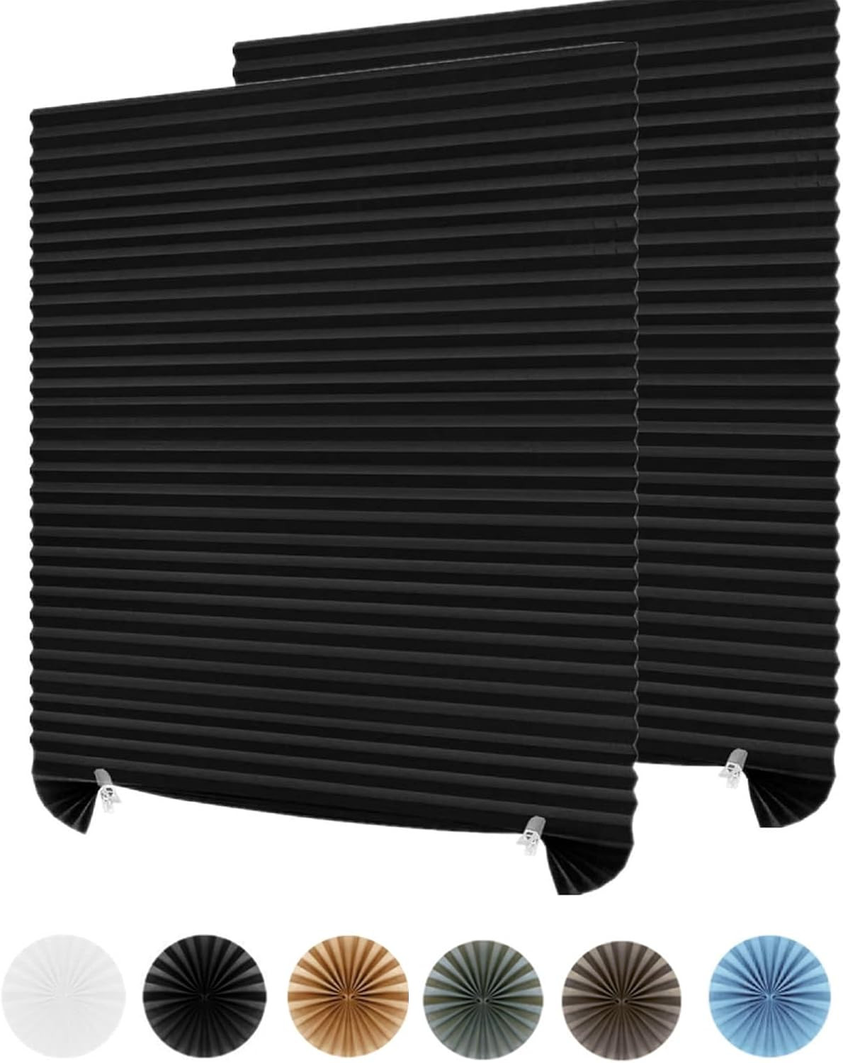 2Pcs Temporary Window Blinds Cordless, Self Adhesive Pleated Paper Blinds Window