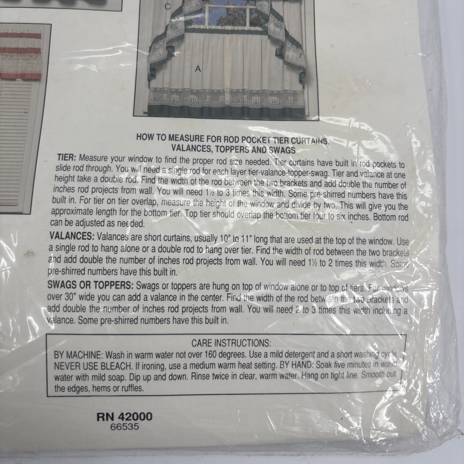 VTG 90s Country Lane Tailored Tier Curtains 60×24 Blue White Lace Cottage