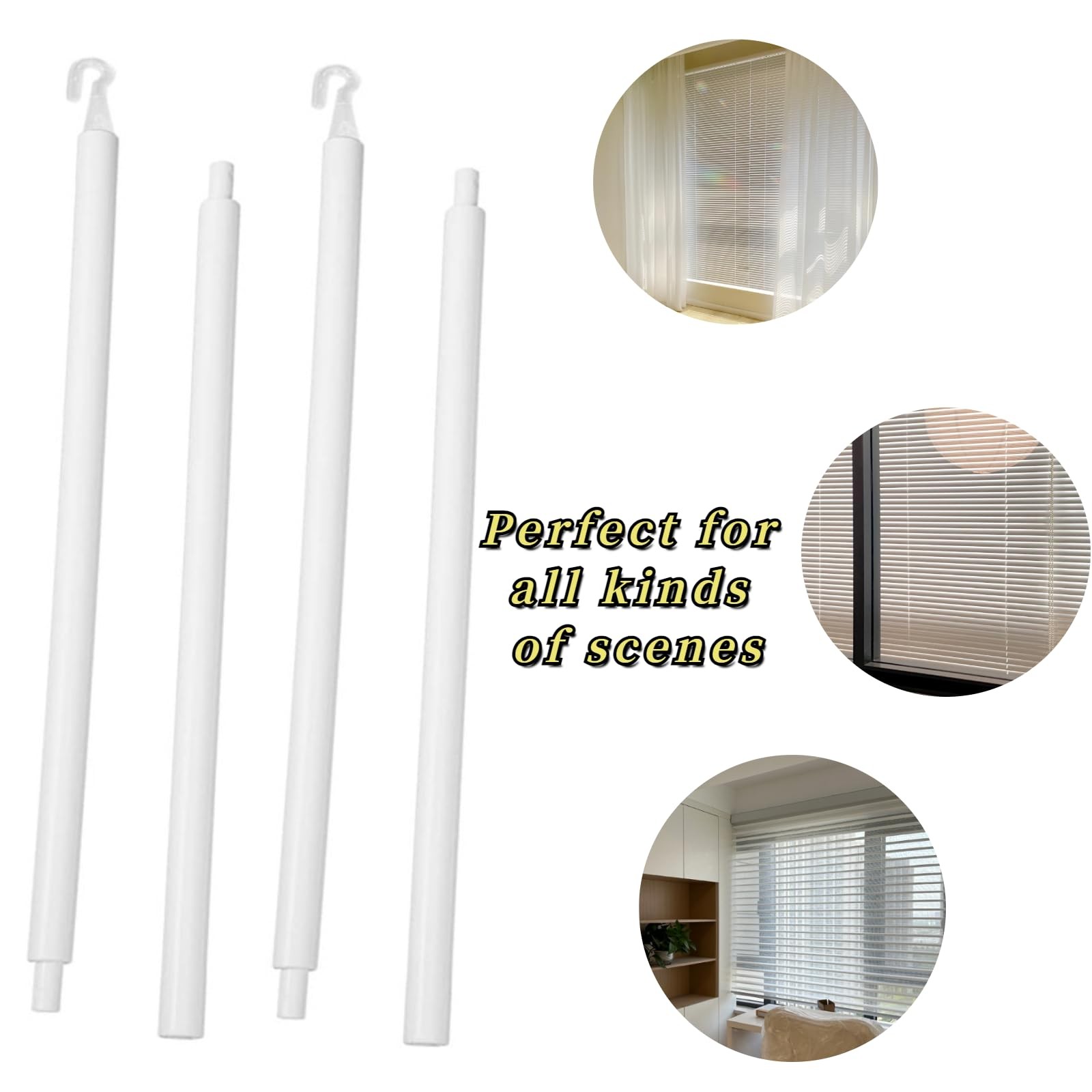 24 Inch Plastic Blind Rods, Foldable Blind Wand , White, 2 Pack with Hook, Li…