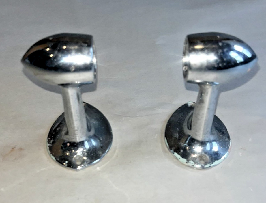 1 Pair Mid-Century-Modern Vintage Chrome-Plated Towel Bar/Wardrobe Rail Brackets