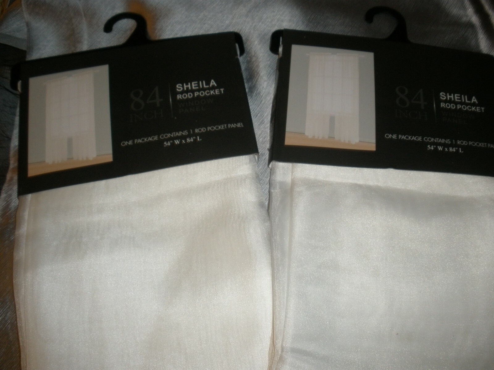 NEW Lot of 2 Sheila White Panel Sheers Rod Pocket 84″ x 54″ Each Panel (O9)