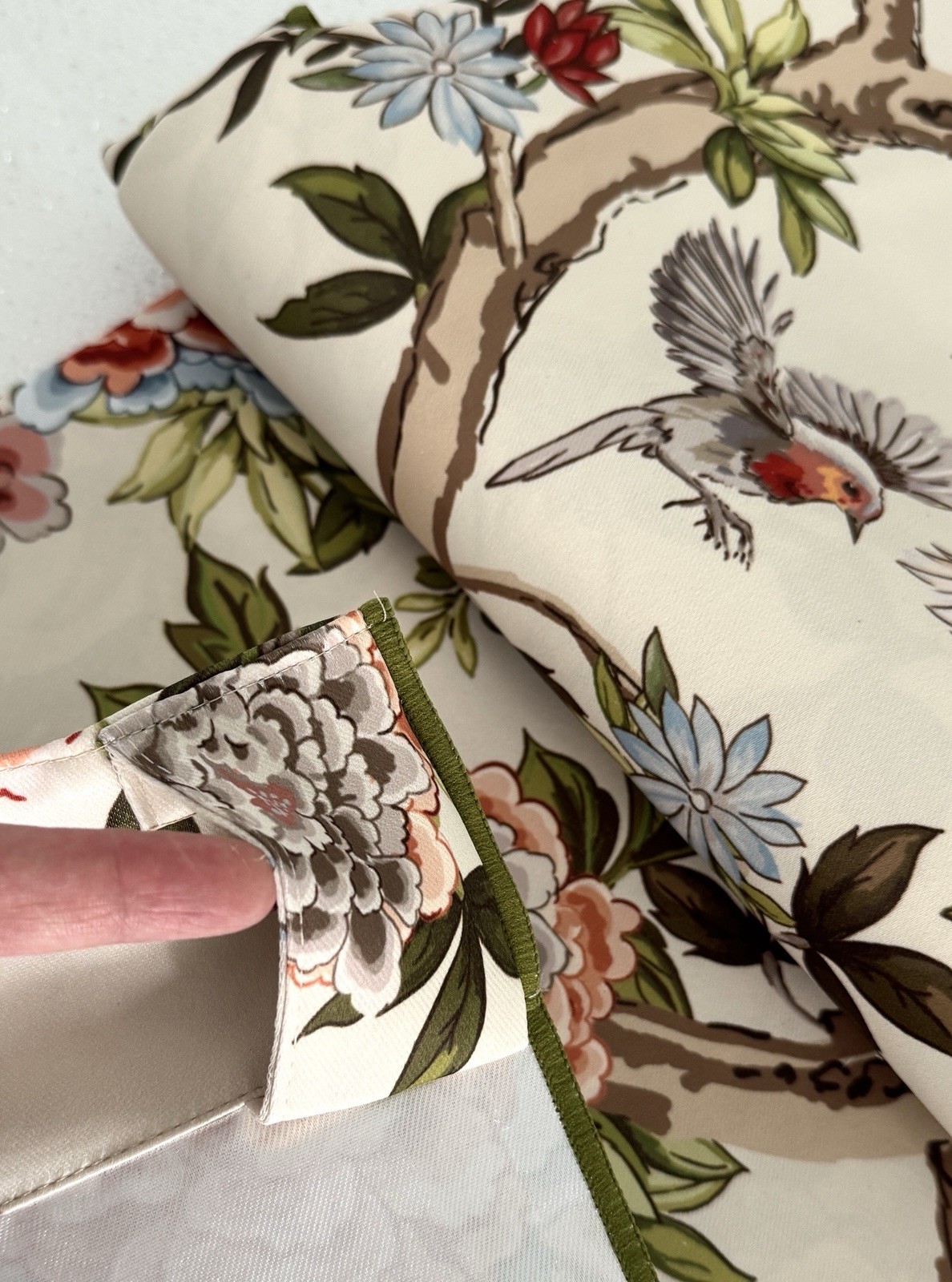 Lillian August Window Curtains 2 Panels 38 x 96″ Cream Birds Drapers Back Tab
